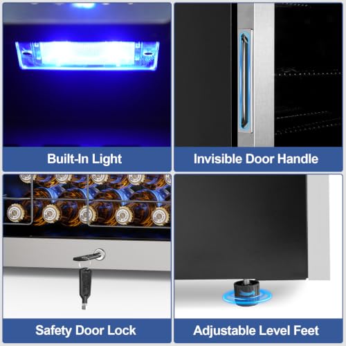 Image of 20 inch Beverage Refrigerator Cooler, 3.4 Cu. Ft. Drink Fridge with Glass Door