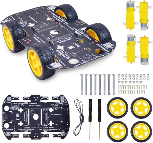 Robot Chassis 4WD Robot Car Smart Chassis Kit with 4 TT Motor for Arduino/Raspberry Pi/Jetson Nano, Smart Robotic Car Chassis DIY Learning Kit - Image 3