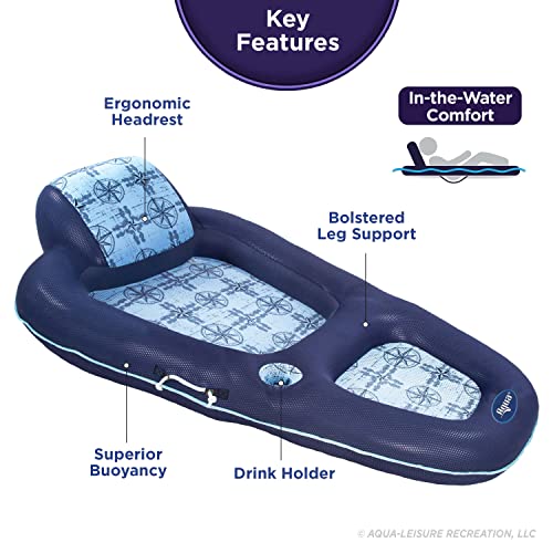 Aqua Luxury Water Lounge, X-Large, Inflatable Pool Float with Headrest ...