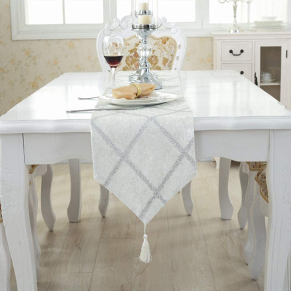 XCC WTL Table flag Table runners Table decor Banquet decoration Outdoor decoration Autumn table runner Table decor Solid color table runner Centrepiece for dining table (Color : White, Size : 28X210)
