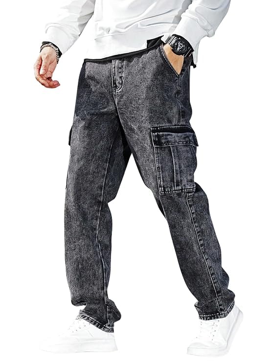 Image of ODDMONKEY Men Jeans || Cargo Jeans for Man ||Cargo Pant for Man || Jeans for Men || Men Cargo Pants || Straight Fit Jeans for Men