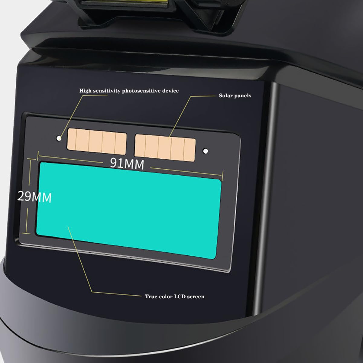 Copertura facciale per Saldatura fotoelettrica Automatica, Maschera Protettiva Leggera, Cappuccio per Arco Argon, Occhiali,Nero