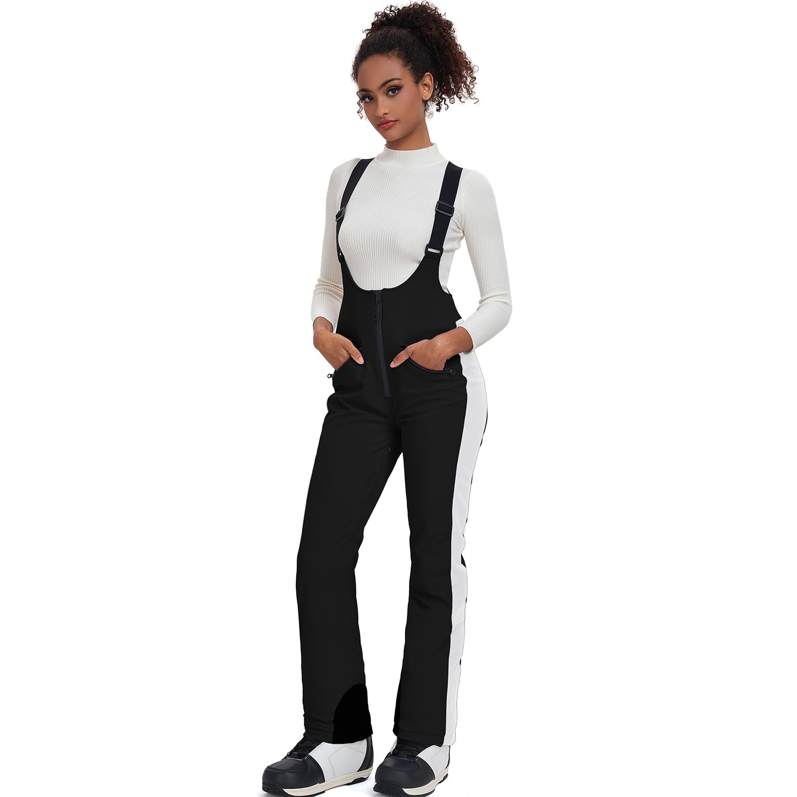 ALSOGO Damen Snow Bibs Isolierte wasserdichte Winddichte Skihose Overall Winter Snowboarding Hose Warmhalten Bequem