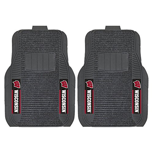 FANMATS NCAA University of Wisconsin Badgers Nylon Face Deluxe Car Mat , Black, 20
