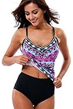 SOCIALA Tankini Swimsuits for Women Plus Size 2 Piece Bathing Suit Swimwear XXXL Purple