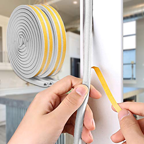 Dehomy 66FT Weatherstrip Seal Strip for Doors and Windows,Self Adhesive Foam Weatherstrip,Soundproofing Rubber Seal Strip and Windows Gap Blocker,0.35 Inch Wide x 0.29 Inch Thick(2 Pack,Grey)