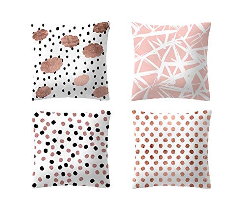 JUNGEN 4 pcs Funda de cojín del Serie Rosa con Impresión geométrica