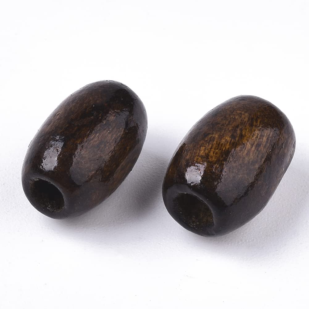 Lot de 400 perles en bois à grand trou pour dreadlocks, tresses, 4 couleurs, baril ovale, entretoises en bois européen pour fabrication de bracelets en macramé, trou : 3 à 5 mm, marron noix de coco