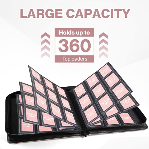 Image of Top Loader Binder 9 Pocket, Holds 360 Toploaders, 100 Toploaders INCLUDED | Toploader Binder for 3 inch x 4 inch Rigid Toploaders, Trading Card Binder for TCG, MTG, Sport Cards, PU Leather Cover, Side Loading