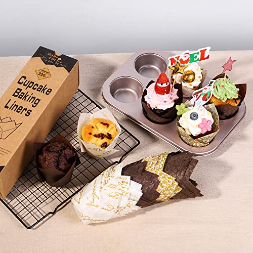Bake Choice Nordic Paper 200Pcs Tulip Cupcake Liners For Baking Cups With Four Fancy Designs Eu Parchment Paper Standard Size Tulip Muffin Liners thumb #4