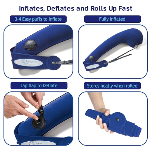 Travelrest-Ultimate-Travel-Pillow-Neck-Pillow-Airplane-Seat-Car-Auto-Bus-Train-Office-Napping-Camping-Wheelchairs-Rolls-Up-Small-Blue