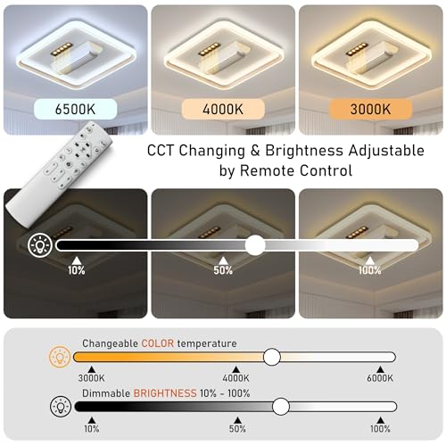 Image of Smartway Square Belen Ceiling Fan Chandelier with Light | Modern BLDC Noiseless Motor, Auto Rotatable Blower, 3 Color LED Modes, Remote & App Control for Living Room, Dining & Bedroom