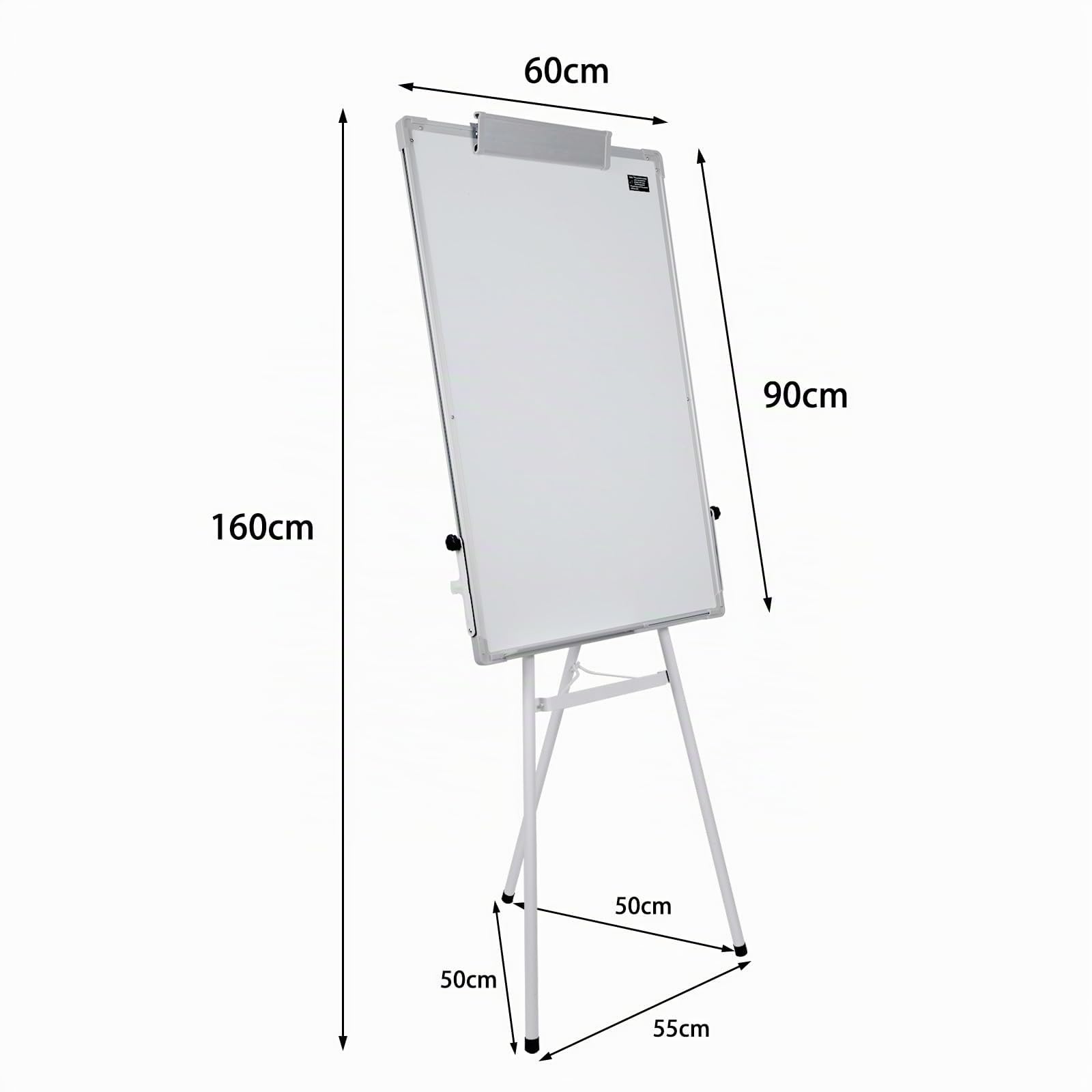 Tableau Blanc Effaçable sur Pied – Whiteboard sur Trépied Réglable – Tableau Velleda Mobile pour Bureau, École et Maison (60x90cm Blanc)