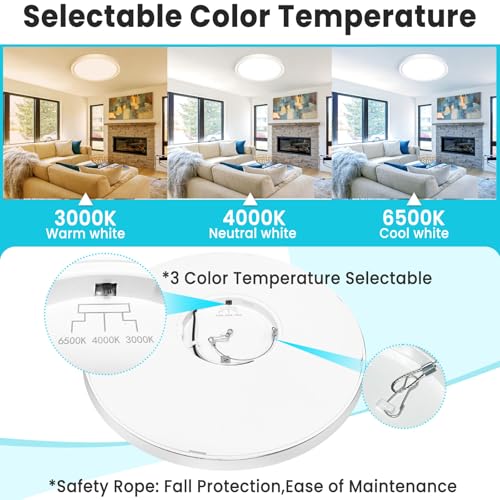 Image of libtit 12 inch Flush Mount LED Ceiling Light Fixture, 3000K 4000K 6500K Adjustable, 28W 3200lm White Round Lighting Fixtures for Bathroom Shower Hallway Kitchen, 4 Pack