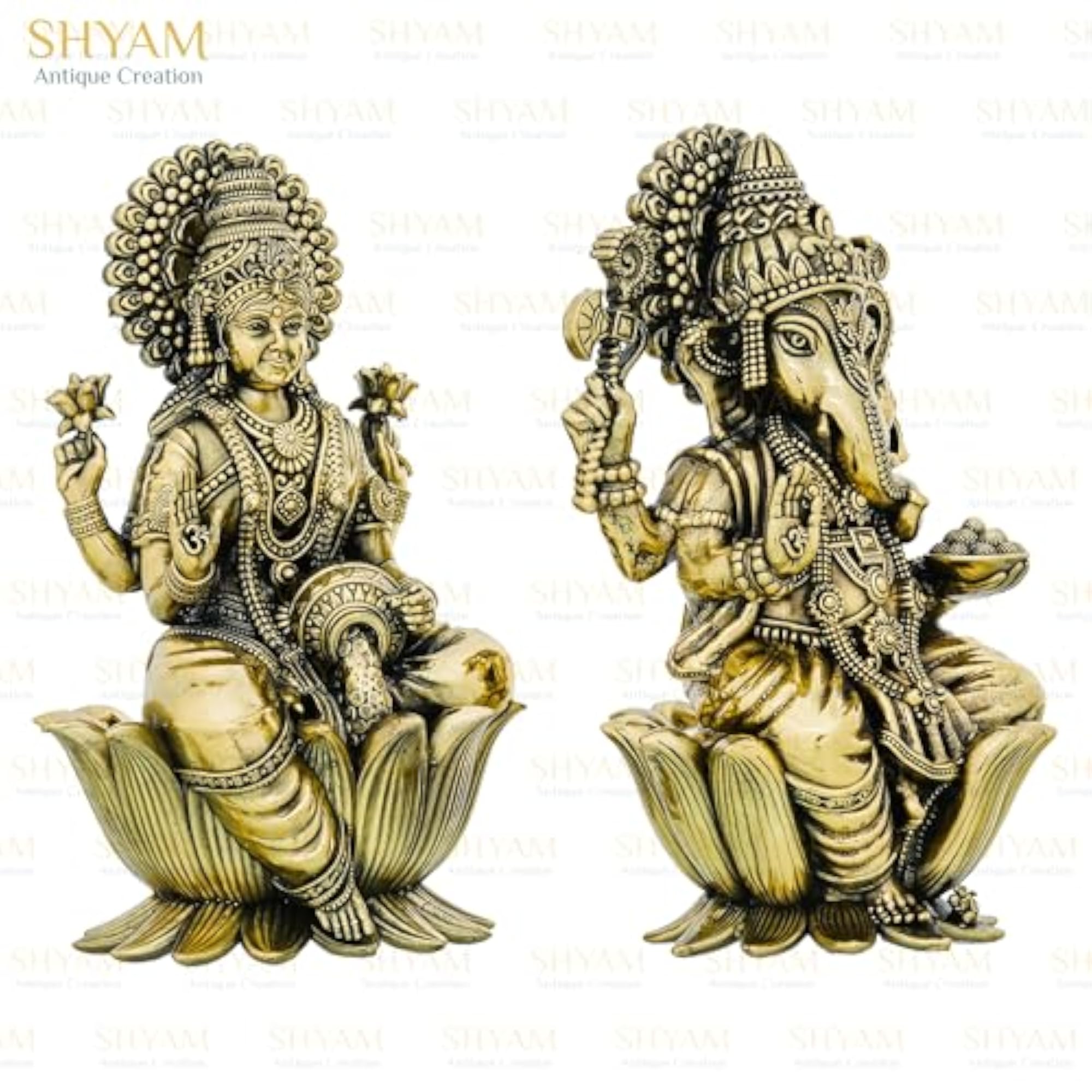 Brass 5 Inch Lakshmi & Ganesha Idol Combo Set