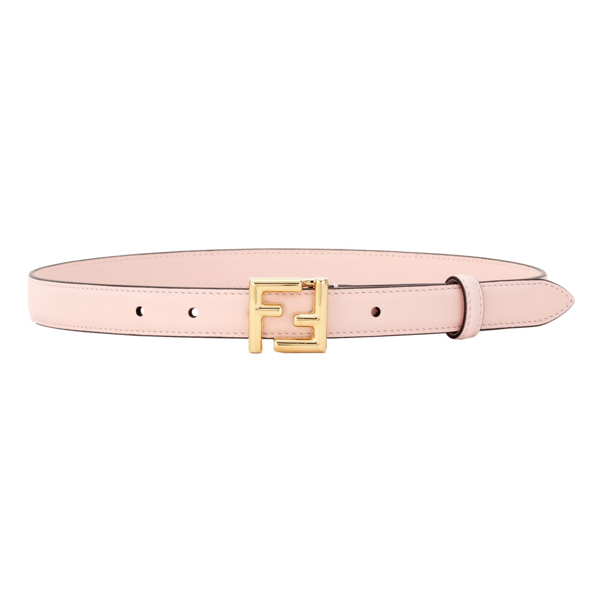FENDI Women's Calf Leather Belt, Size 85cm (33.5 inches), Pink, Gold-tone Hardware, FF Logo, Model 8C0648