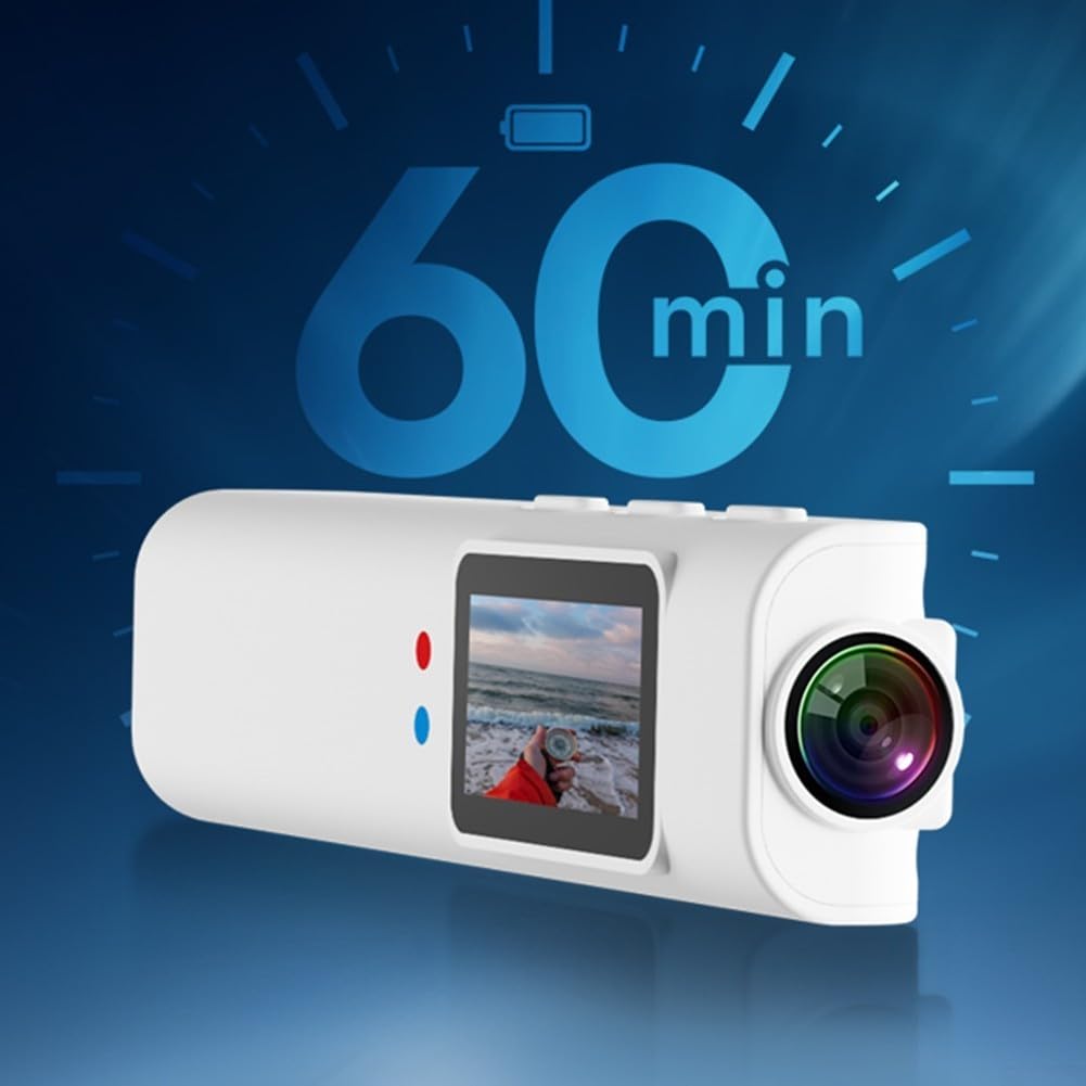 Cámara de video portátil 2K con lente gran angular de 110°, impermeable, WiFi, grabación en bucle, diseño compacto y ligero para aventuras al aire libre y deportes (blanco)