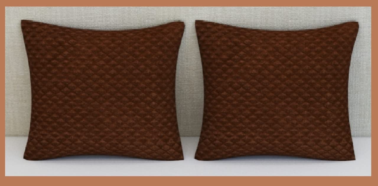 AaHo Decor Bed Runner Pack of 3 Including 1 Bed Runner with 2 Cushion Covers Velvet Checkered Pattern Bed Runner (18 x 84 Inches), Brown 2