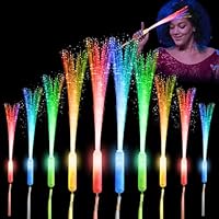 28 Pcs Sparkler Firework Sticks Glow Fiber Optic Wands, LED Flashing Sticks Light Up Toy for Kids Adults, Glow in The Dark Party Favor Supplies Bulk Rave Magic Decoration for Wedding Halloween Easter