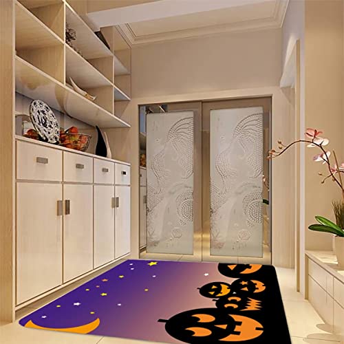 Petit Tapis Salon 3D Halloween, Tête De Citrouille Petit Tapis d'enfants avec Support Anti-Dérapant Tapis Cuisine Tapis Bebe Tapis Entree Exterieur Tapis Décoratif De Chambre À Coucher 60x90cm Cover