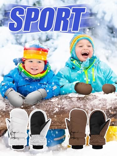 Image of Newcotte 6 Pairs Winter Ski Mittens Kids Waterproof Warm Snow Gloves for Boys Girls Cold Weather Outdoor Activities