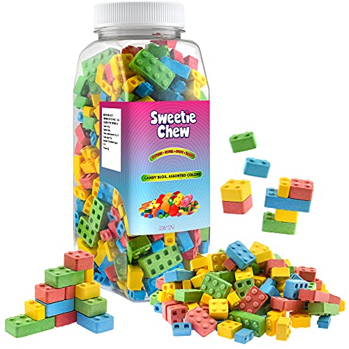 Sweetie Chew Fruity Mix Building Block Blox Shape- Sweet & Hard Candy- Mix Flavor Assorted Candy Variety Pack- Party Candy Blocks In Resealable Candy Container- Hard Candy Bulk- 2 Lbs