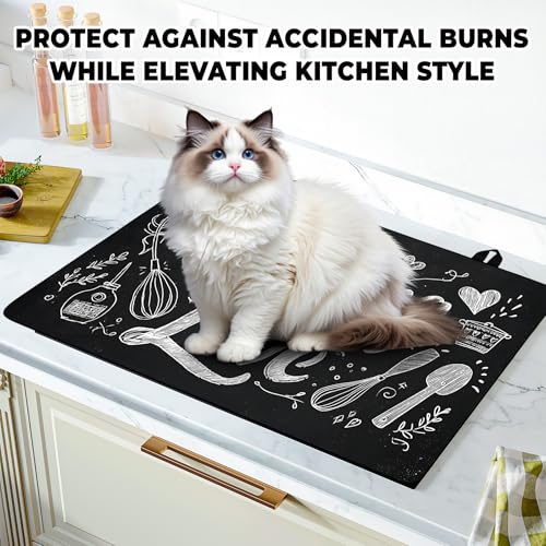 Image of Stove Top Cover for Home Decoration Kitchen Pad Washable Cooktop Covers Countertop Stove Protector Mat for Home Kitchen Cooktops (Cooking with love, 30 inchx21 inch)