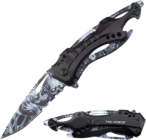 Miniatura 5 de Cuchillo de bolsillo plegable Tac-Force, hoja negra de 3.25 pulgadas, mango de aluminio negro, longitud total de 8.75 pulgadas TF-705K-BK Karambit