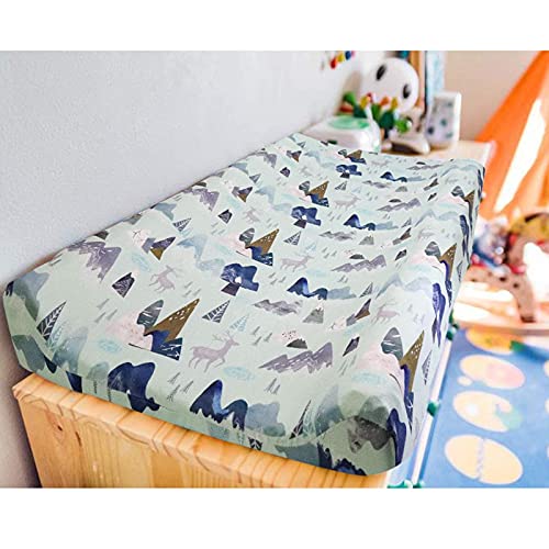 Image of Mountain Baby Changing Table Pad Cover for Boys and Girls, Diaper Changing Pad Cover Sheets for Newborn Infant, Washable, Soft Breathable