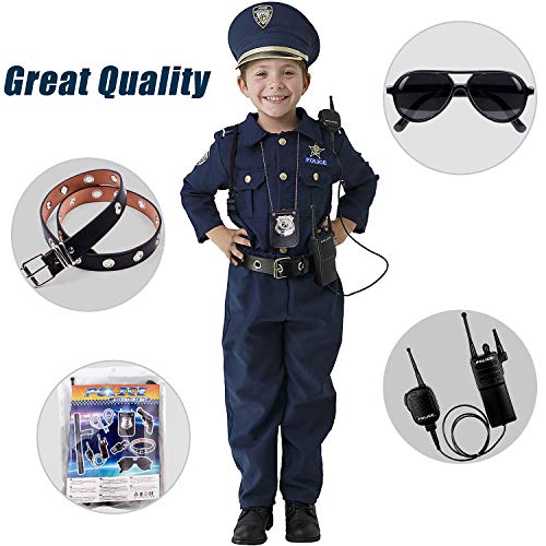 Police Accessories Role Play Set for Kids with Police Badge, Gun, Belt, Handcuffs, Baton, Sunglasses, Walkie Talkie, Whistle Police Toys Birthday Gifts Police Officer Costume Dress Up for Boys Girls