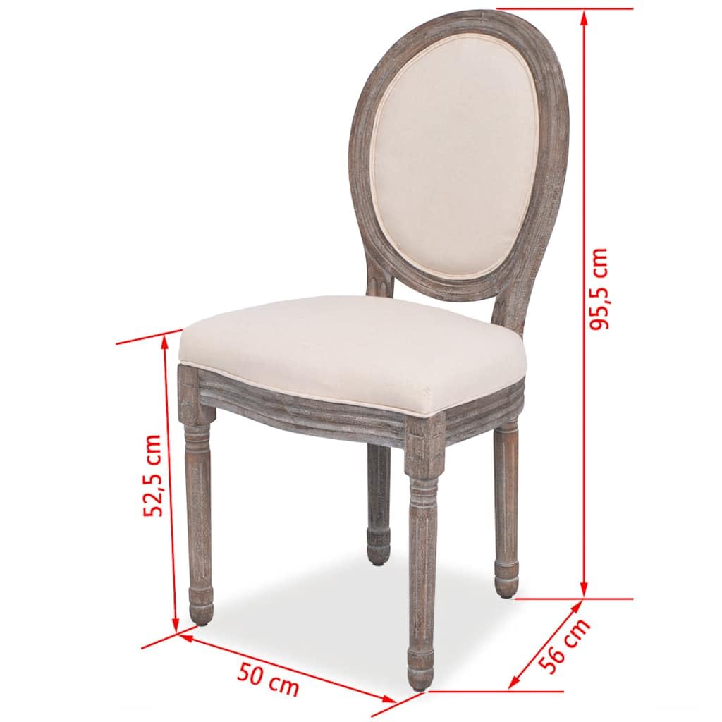 Set di 2 sedie da sala da pranzo in lino color crema con seduta imbottita