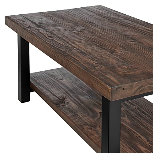 Alaterre Furniture Pomona Rustic Industrial Modern Vintage Metal And Solid Wood Coffee Table, Easy Assembly, 42 In X 24 In X 18 In ,Brown #TOP5