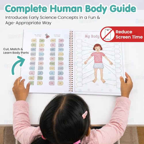 Image of Kidology Human Body Anatomy Busy Book for Kids 4+ Years | 60+ Pages Montessori Body Model Learning Activities | Interactive Educational Toy & Learning Material for Preschool & Kindergarten
