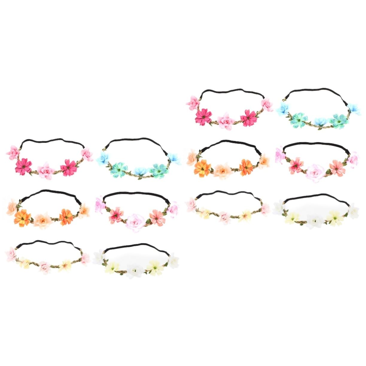 Abaodam 12stücke Blumen Haarband Teilig Braut Floral Kranz Kopfschmuck Elastisches Design Für Damen Für Hochzeiten Festivals Und Fotoshootings
