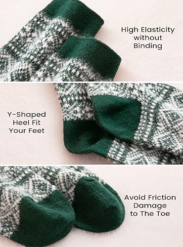 Wool Socks - 5 Pairs for Women With Rabbit Hair, Fuzzy Cozy Warm Slippers, Winter Christmas Gifts for Women Men3