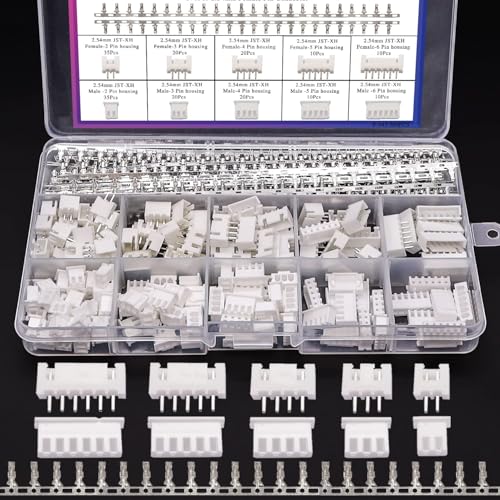 Image of MTRoyaldia 560PCS 2.54mm JST-XH Connector Kit 2.54mm 2 /3 /4 /5 /6 Pin Housing Female and Male Adapter Cable Connector Plug,JST Female Pin Head Adapter Plug