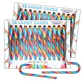 Needzo Jet Puffed Candy Canes, Marshmallow Flavored Holiday Treats, Edible Christmas Tree Decorations and Party Favors, 12 Count Each, (Pack of 2)