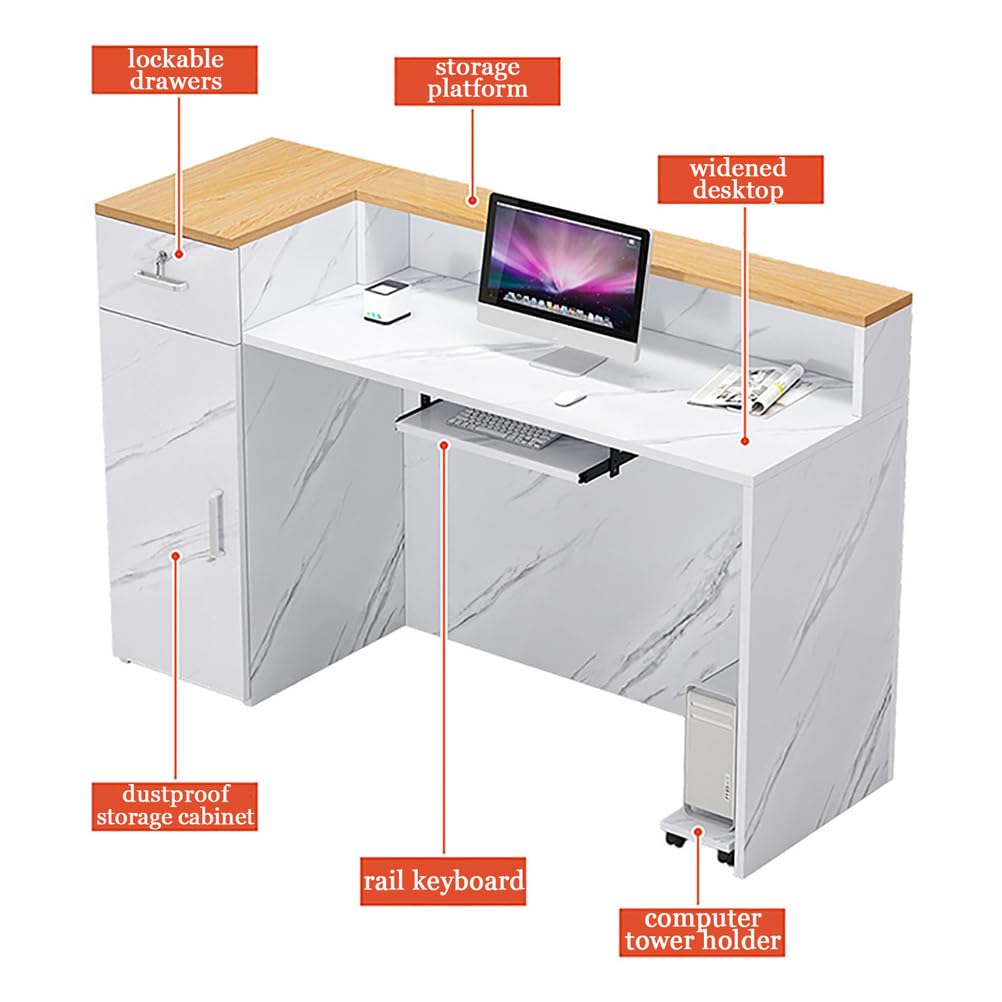Recept Desk moderno con serratura Ders & tastiera vassoio 160 x 45 cm hall bancone ufficio front desk con cavo ment per saloni e aziende