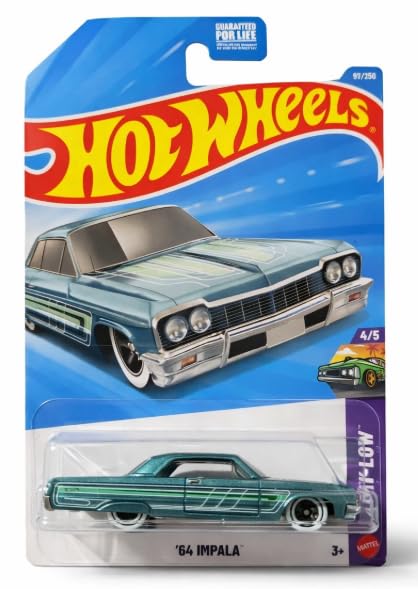 Image of Hot Wheels '64 Impala [Blue] Layin' Low 4 /5, 95 /250, 1:64 Scale Diecast Toy Vehicle