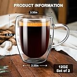 PARACITY Coffee Mugs Set of 2, Double Wall Coffee Mug 12 OZ, Glass Coffee Mugs with Handle, Insulated Coffee Mug for Cappuccino/Latte/Coffee, Borosilicate Glass Coffee Cups for Kitchen/Travel - Image 5