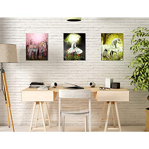Canvas Art Home Decor Painting Wood Frame Unicorn Horse Girl Gift Room Decor Painting Wall Art Decor Printing Poster 30X40Cm(12"X16") #TOP1