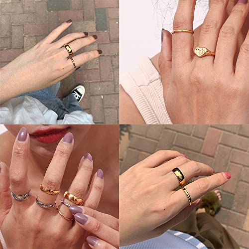 Chuqiu 18K Gold Filled Rings Stacking Rings For Women Gilrs Stainless Steel Rings Stackable Thin Gold Plain Statement Band Ring Set Comfort Fit 2Mm 4Mm 6Mm #TOP3