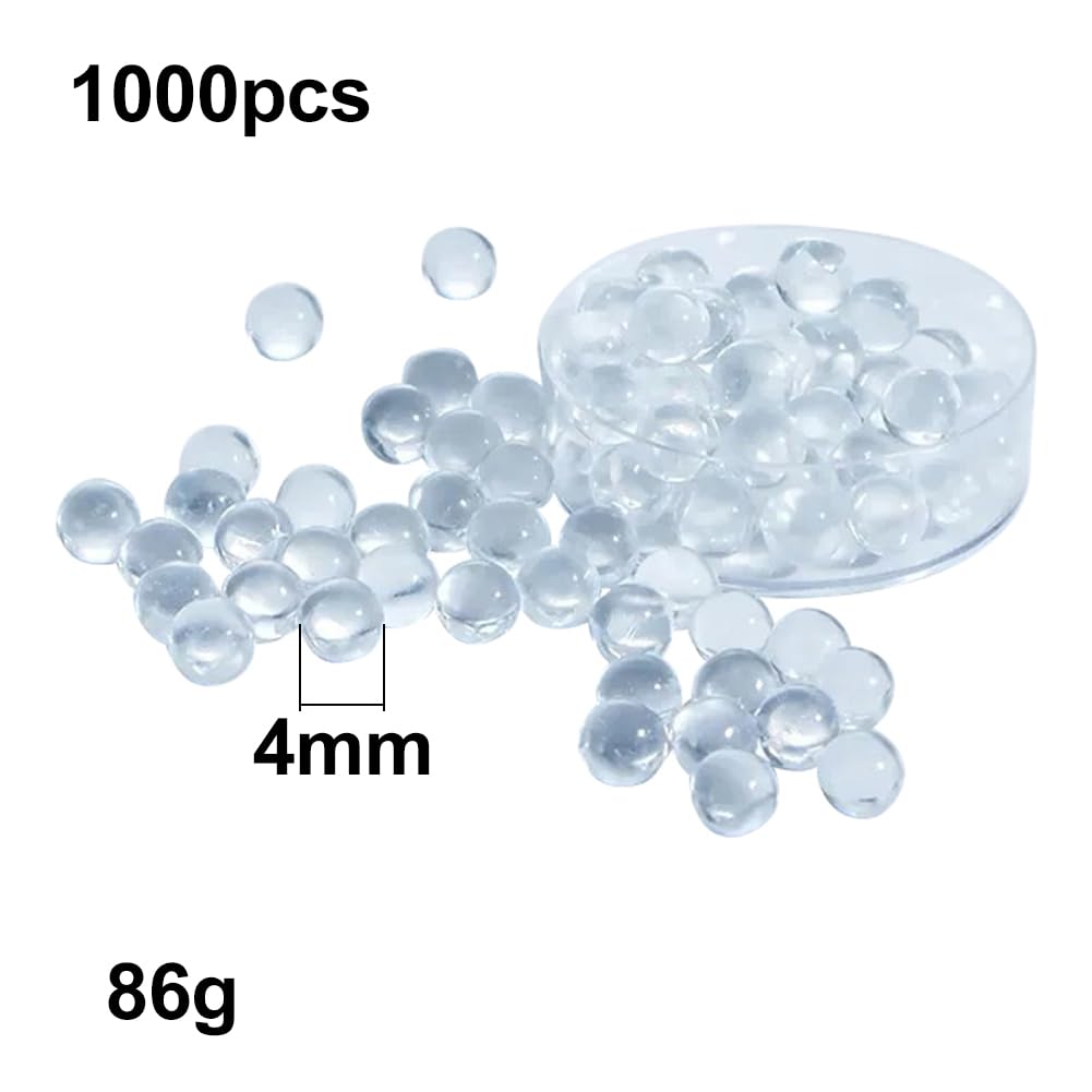 ECYC 1000 Pcs 4mm Glass Boiling Stones, Solid Glass Beads Round Clear Glass Boiling Beads Anti Boiling Shock Splash Proof Beads for LAB Experiment Liquid Heating
