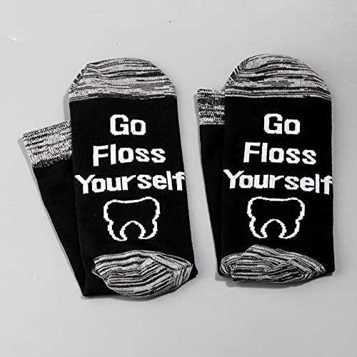 LEVLO Funny Dental Dentist Gifts Go Floss Yourself Socks Dental Hygienist Dentist Assistant Gifts4