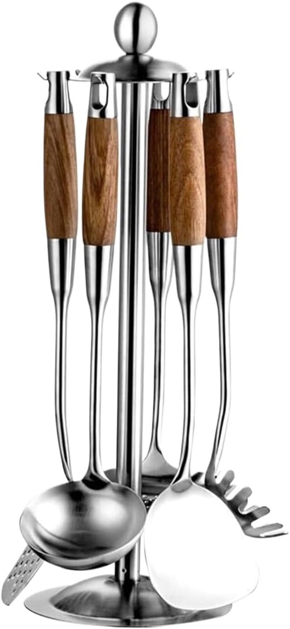 Spatula 6 Pack Set - Stainless Steel Kitchen Utensils Six-Piece of Anti-scalding Non-Stick Cookware Cooking