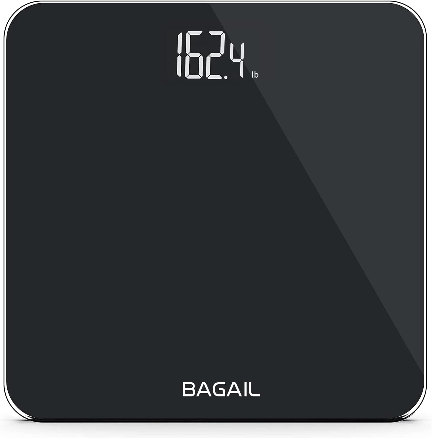 BAGAIL BASICSBAGAIL Basics Bathroom Scales Digital Weighing Scale with High Precision Sensors and Tempered Glass, Ultra Slim,Step-on Technology, Shine-Through Display Black