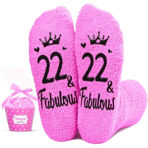 HAPPYPOP 22nd Birthday Gifts for Women - Socks for 22 Year Olds for Women