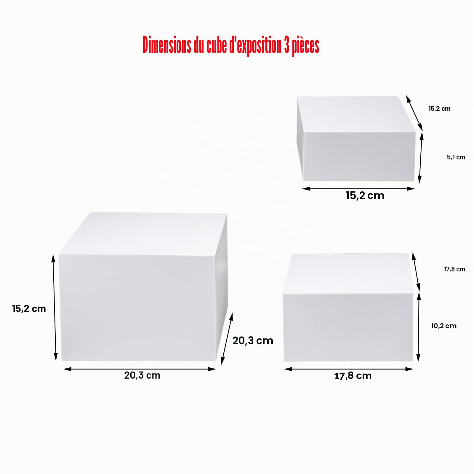 Cliselda Blanc Vitrine de présentation en acrylique (Lot de 3) avec Fond Vide, Présentoir Acrylique Cube Acrylique Boîte de Présentation pour l'action Figurines Jouets, Collectibles(grand)