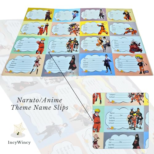 Image of Name Stickers for Notebooks & Books - Pack of 64 Durable Labels | School Stationery Essentials | Name Slips & Book Labels (Anime)