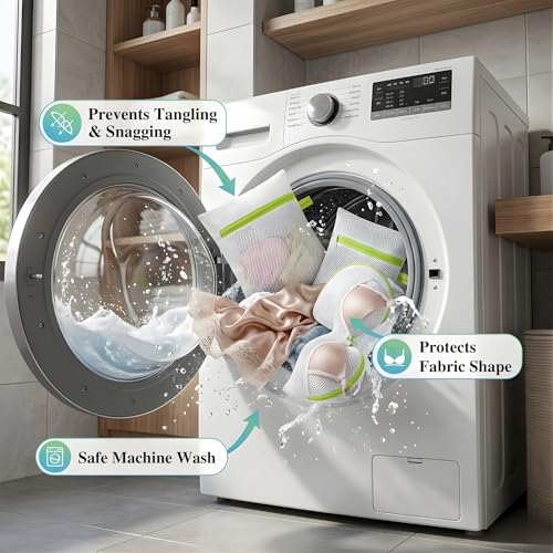 Image of inchCOSMIIC GREENS inch 7Pcs Mesh Laundry Bags for Delicates with Premium Zipper, Travel Storage Organize Bag, Clothing Washing Bags for Laundry, Blouse, Bra, Hosiery, Stocking, Underwear, Lingerie